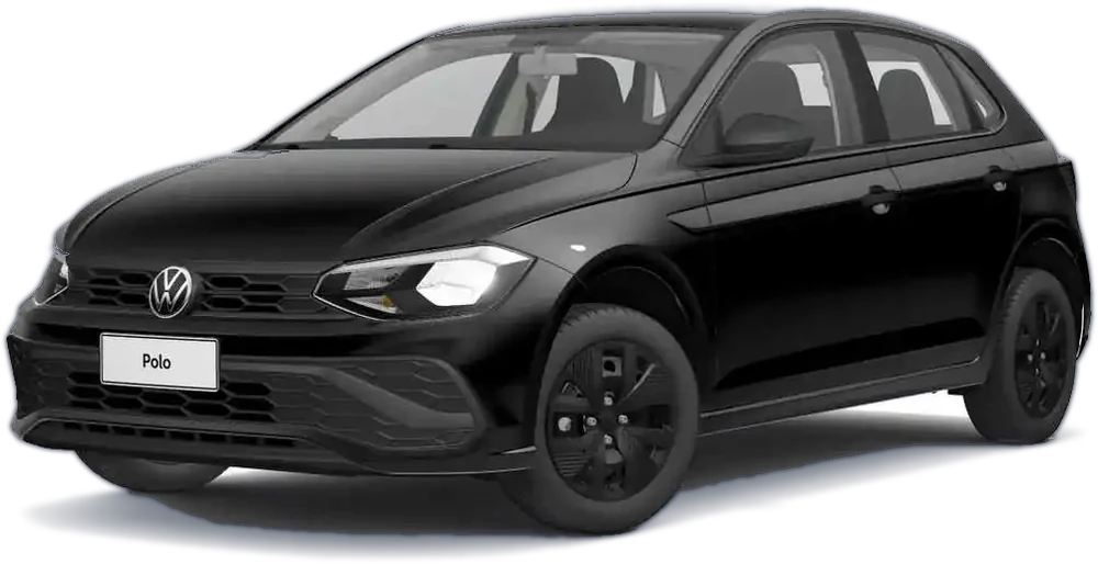 Polo preto, visto de frente e de lado